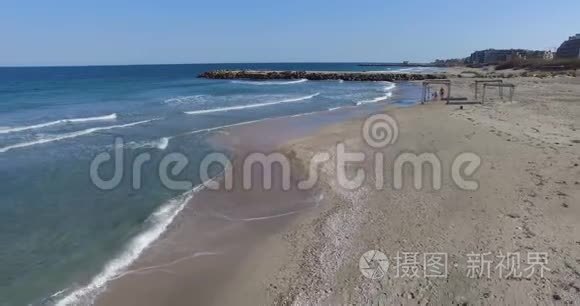 保加利亚的沙型和冷黑海波视频