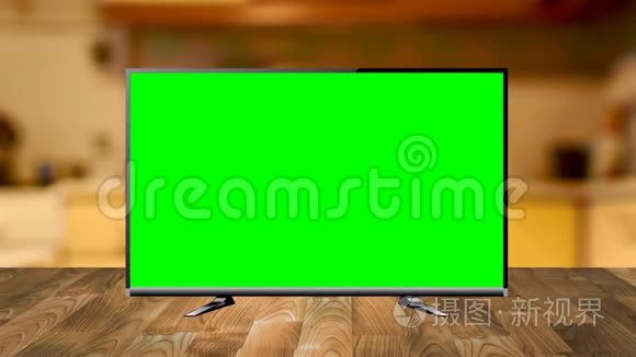 水平绿色屏幕模拟电视放大镜头视频