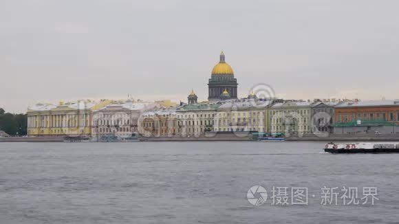 圣彼得堡涅瓦河河岸白天视频