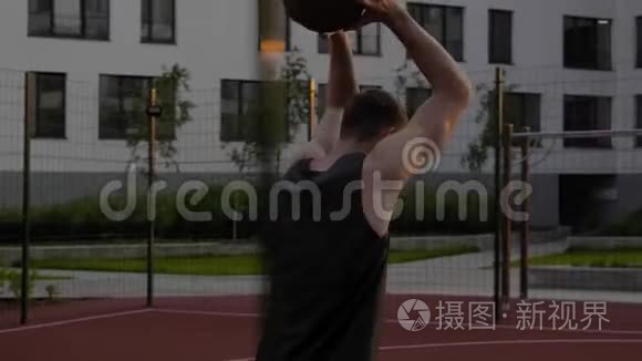 街头篮球运动员成功灌篮视频