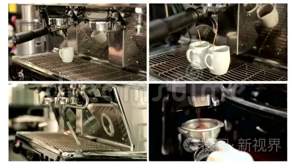 咖啡机里的咖啡碎片视频