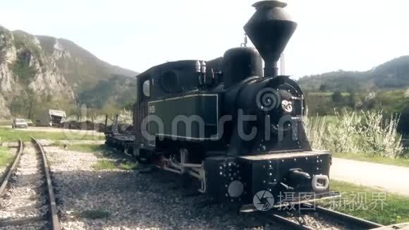 火车站的旧蒸汽机车视频