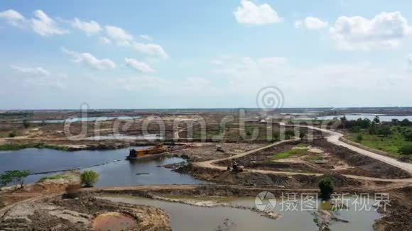 泰国沙土开采的鸟瞰图视频