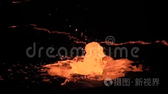 火山埃塔阿莱的熔岩湖视频