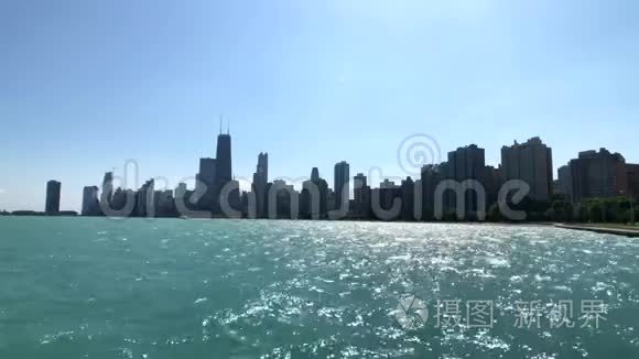 日落时分的芝加哥天际线视频