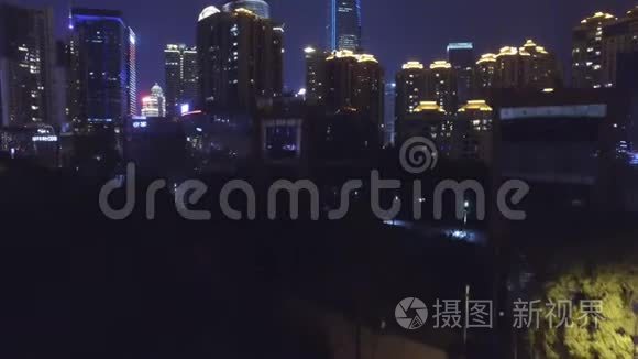 上海陆家嘴城市夜景的一幕视频