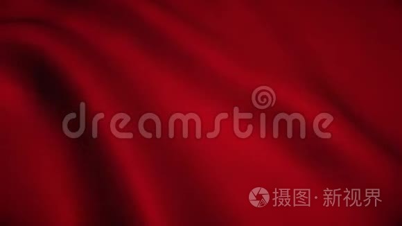高清晰度动画。 现实的红色丝绸编织。