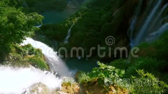 克罗地亚的高山瀑布视频