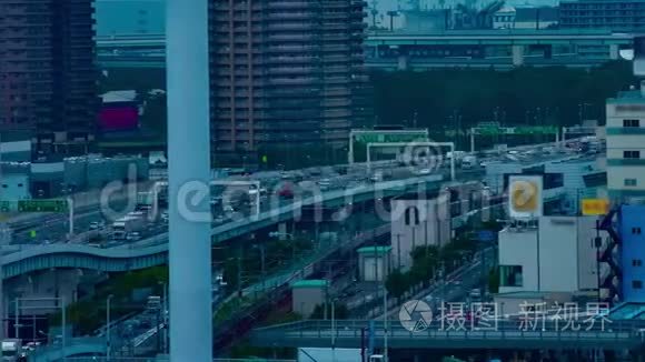 东京阿里亚克市城市街道的时间推移，白天的长镜头