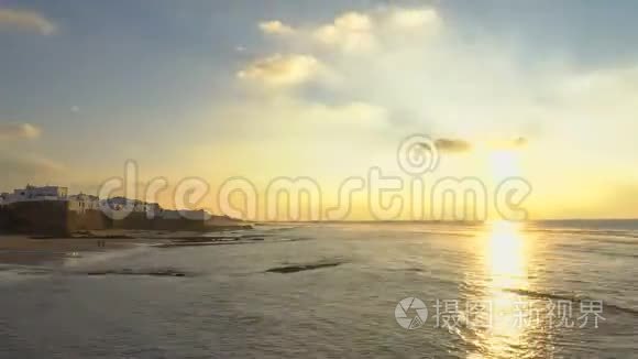 摩洛哥大西洋小阿西拉城日落视频