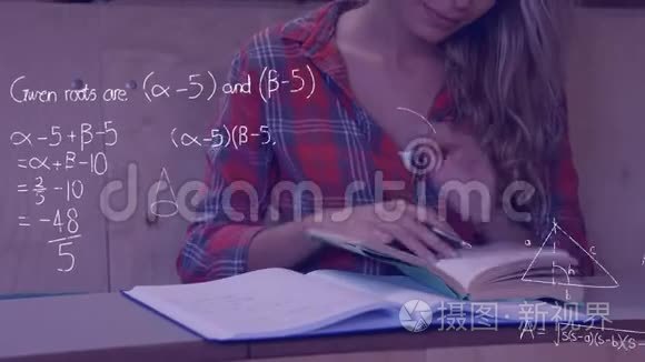 女学生学习和数学方程式视频