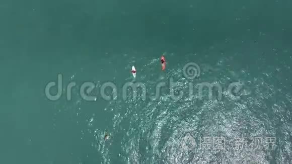 海上冲浪者训练的空中视频