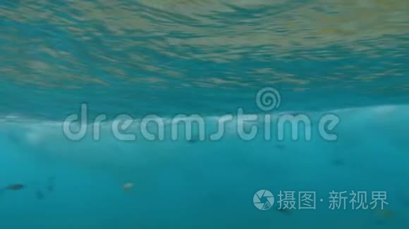 水下4K强海浪视频。 说明冲浪水上运动或大自然力量的完美镜头
