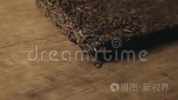 中国黑茶刀木桌高清镜头视频
