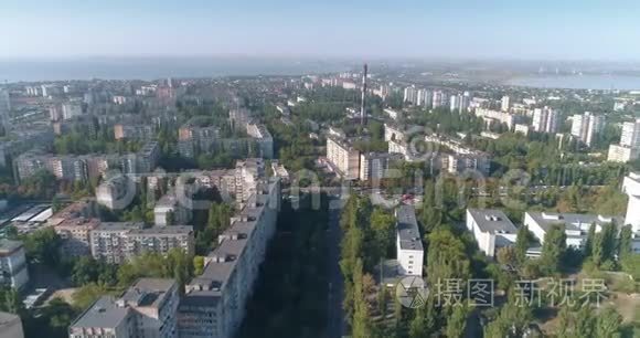 敖德萨市宿舍区的鸟瞰图视频