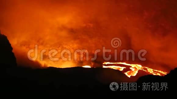 晚上火山爆发视频