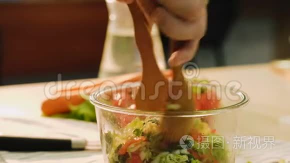 健康营养纯素食品沙拉混合蔬菜视频