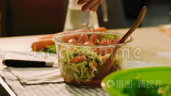 健康营养纯素食品沙拉混合蔬菜视频