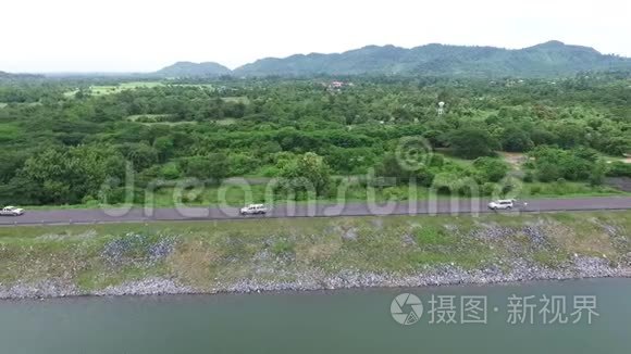 泰国纳孔纳约克水库湖泊鸟瞰图视频