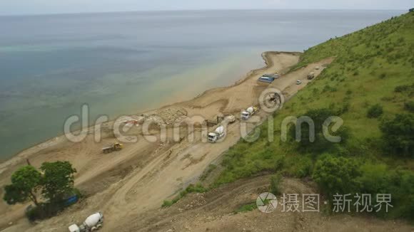 鸟瞰建筑工地与活动视频