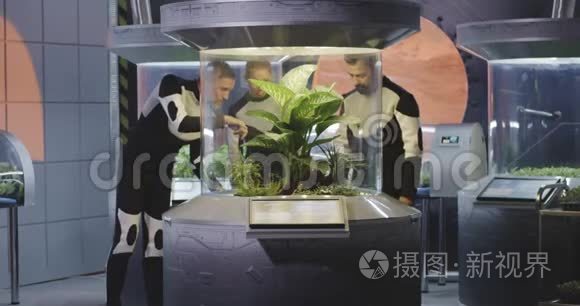 天体生物学家检查植物孵化器视频