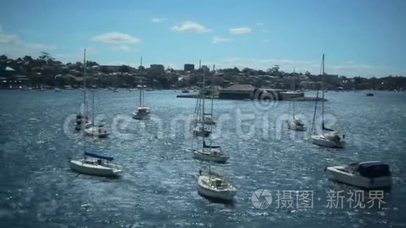 悉尼海港铁湾的船视频