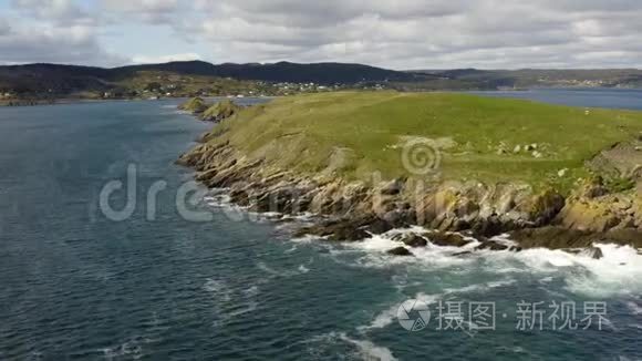 纽芬兰海岛和海岸线的鸟瞰图视频