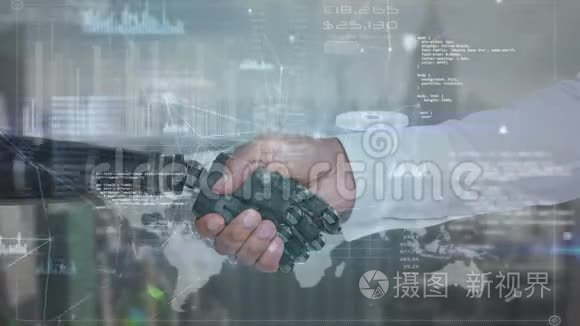 机器人和人的手臂握手视频