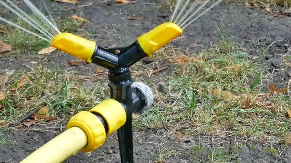 黄黑浇水草坪洒水系统喷水视频