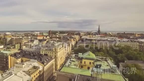 芬兰首都赫尔辛基市全景视频