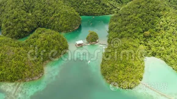 菲律宾Siargao苏格巴泻湖鸟瞰图。