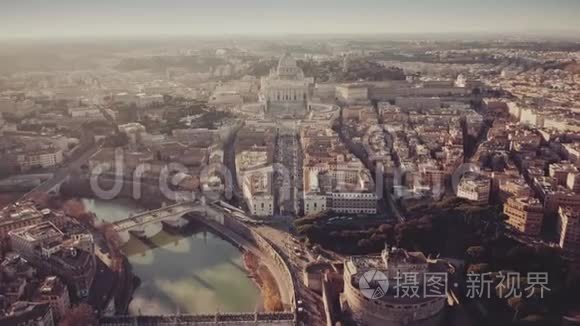 梵蒂冈城和罗马的城市景观视频