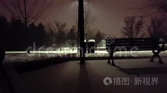 公园里的雪夜