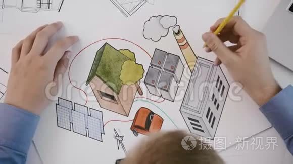 家庭自动化项目的俯视图工程师视频