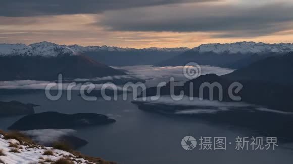 罗依山顶云景观时间流逝，新西兰南岛