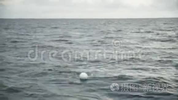海洋，中间有一个白色的球。
