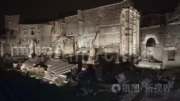 2018年罗马冬夜罗马斗兽场附近的一片废墟