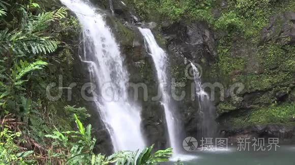 风景秀丽的毛伊岛三熊瀑布视频