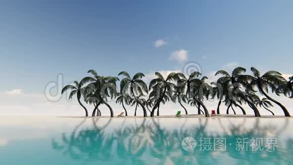 热带岛屿，空沙滩镜头