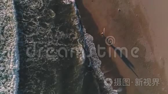 冲浪者走在海边视频