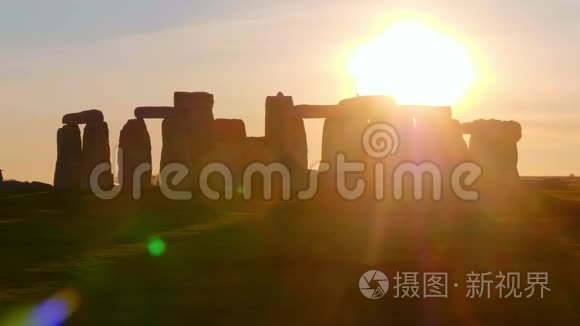 英国巨石阵上空美妙的日落视频