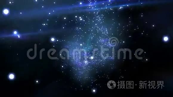 美丽的飞行穿过星星。 循环动画。 高清1080