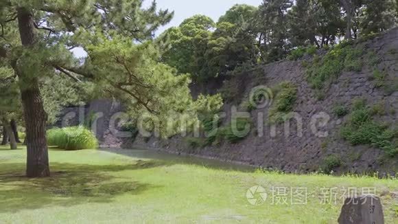 东京帝国城堡花园江户城堡遗址视频