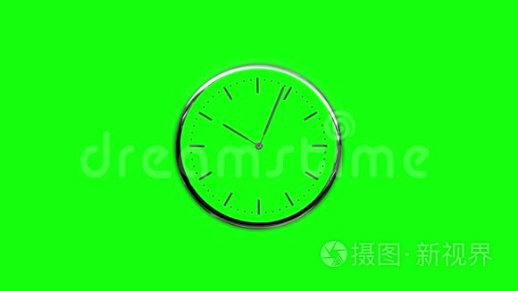 绿色屏幕上的金属时钟