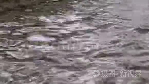 河水在扰动的河面上翻腾视频