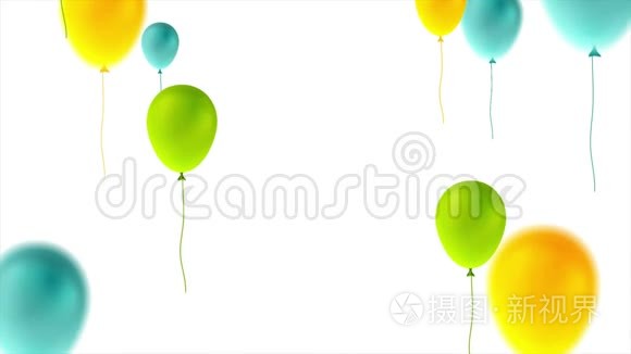 彩色气球生日快乐抽象视频动画