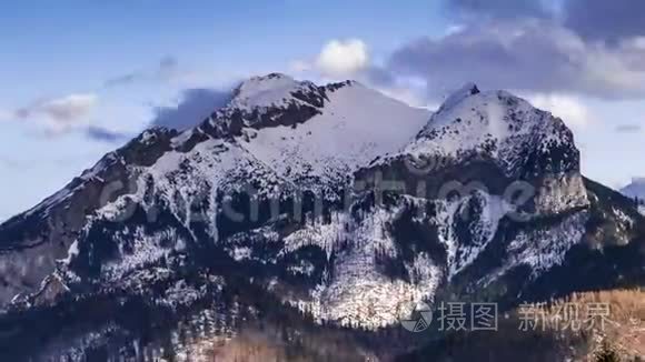 斯洛伐克塔特拉山上的哈弗兰峰景观-延时视频50fps