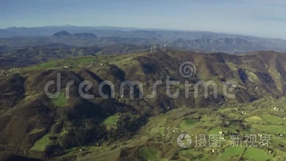 意大利Emilia-Romagna地区美丽的丘陵景观鸟瞰图
