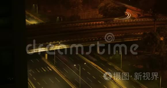 夜间道路时间流逝中国，深圳