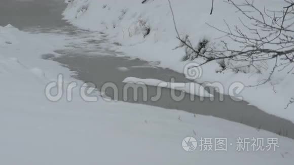 在冰霜溪上下雪